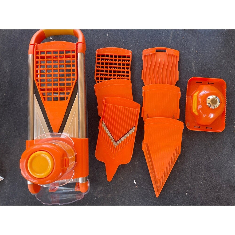 Stainless Steel Orange Plastic Mandolin Slicer Grater 11 Pieces